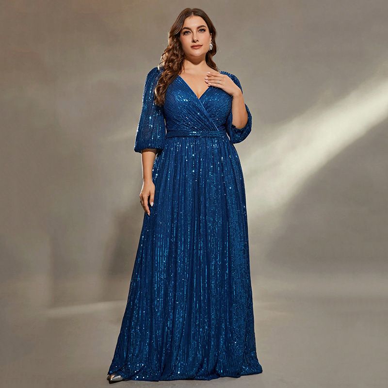 Elegant Long Sleeve Evening Gown For Women - Formal Party Dress With Queenly Aura, Slimming Fit, High Waist Floor Length For Banquets Performances_voghion.com