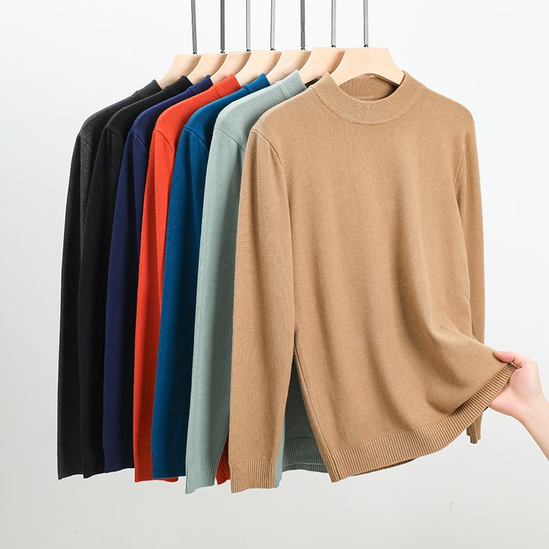 Halve Rollkragen Strickwaren Pullover Neue Herbst/Winter Mock Neck Sweatshirts Einfarbig Pullover Mann Marke Casual Heren Kleidung_voghion.com