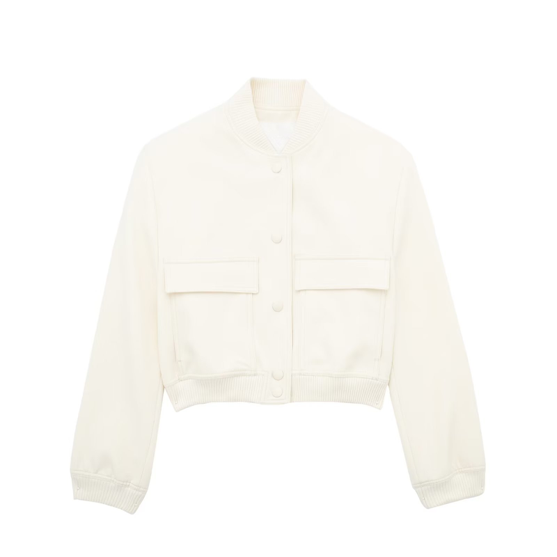 Women's Clothing Spring New Stand-up Collar Large Pocket Jacket Coat + Pleated Design Shorts Suit_voghion.com