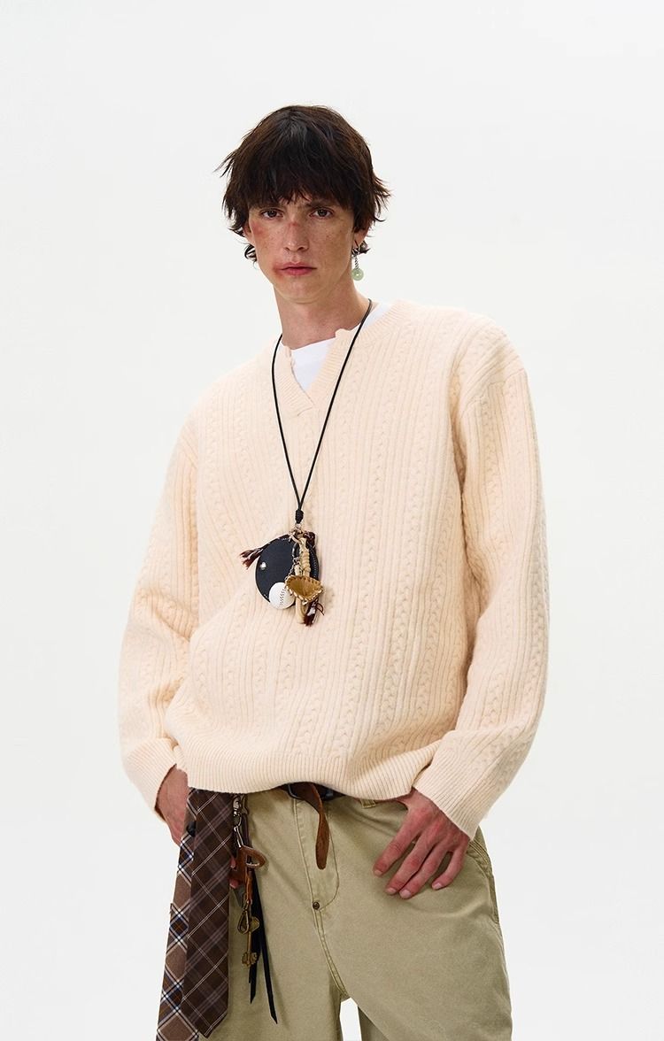 Herren Vintage Zopfmusterpullover – CleanFit Oversized Pullover (M-3XL, Polyestermischung, knitterfrei)_voghion.com