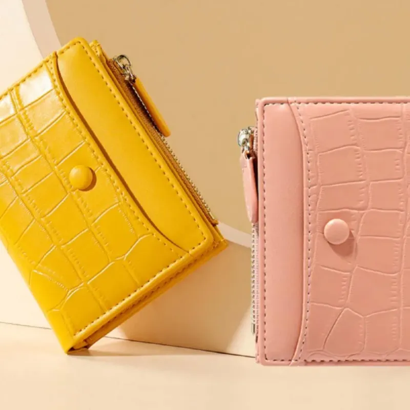 Porta carte di credito, portafogli portatile con motivo coccodrillo, in PVC trasparente, corto, in PU, tinta unita, impermeabile, multiuso_voghion.com