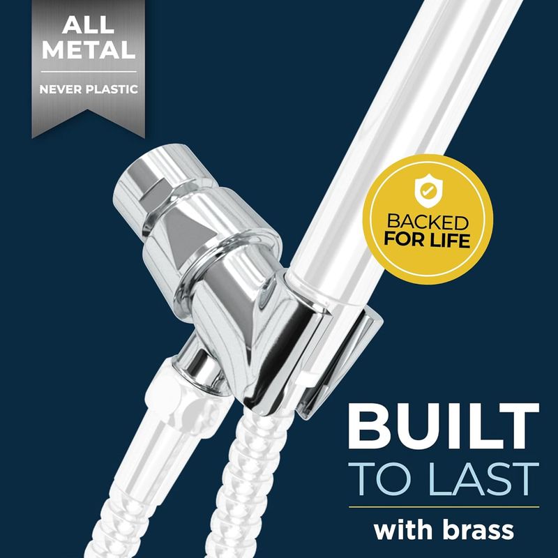 Full Metal Shower Rod - Adjustable Chrome | Pivot Ball Mount | Handheld Head Holder_voghion.com