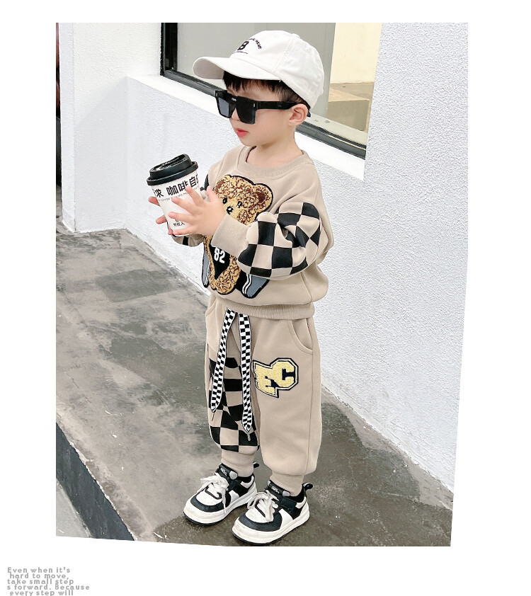 Conjunto de osito para niños, suéter callejero explosivo de celebridades de Internet, edición coreana, primavera y otoño, 2023_voghion.com