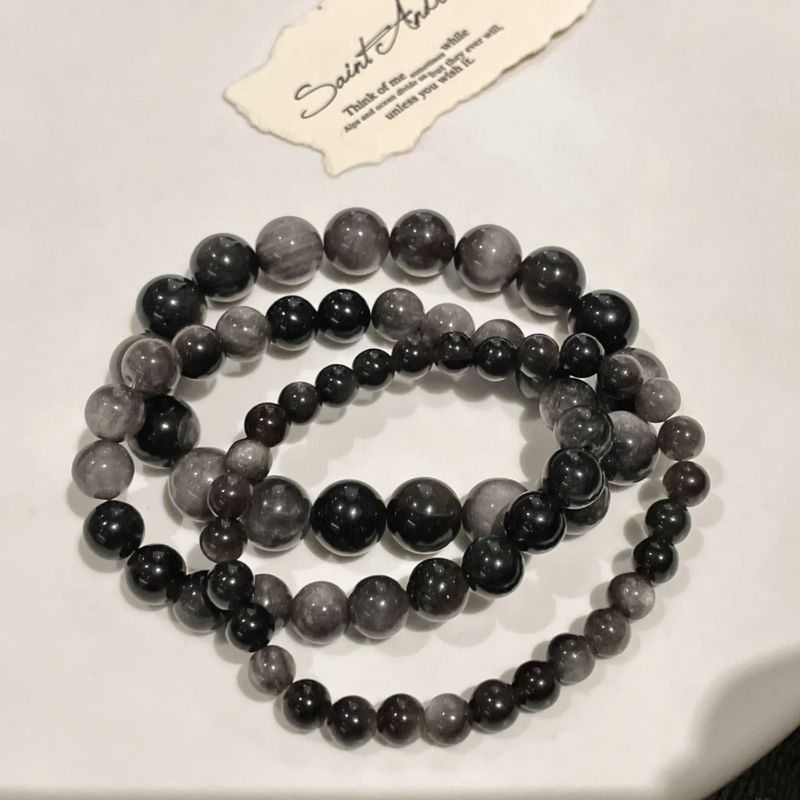 Sommer-Obsidian-Armband, Atmosphäre, mehrschichtiger Naturstein, Perlenschmuck, Licht 2025, High-End-Geschenk für die Freundin_voghion.com