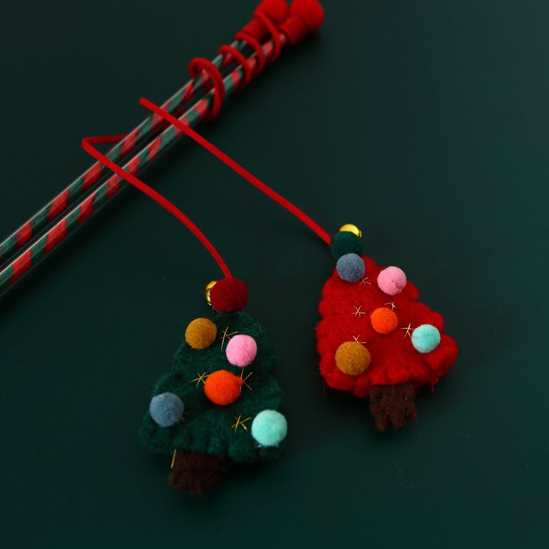 Christmas Tree Felt Fabric Sound Cat Wand Interactive Toy Pet Teaser Rod_voghion.com
