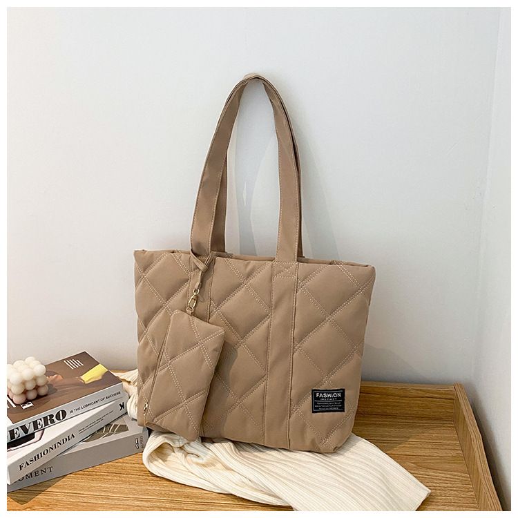 Borsa a tracolla da donna Chao Fashion, borsa a tracolla imbottita in cotone, semplice borsa tote di grande capacità_voghion.com