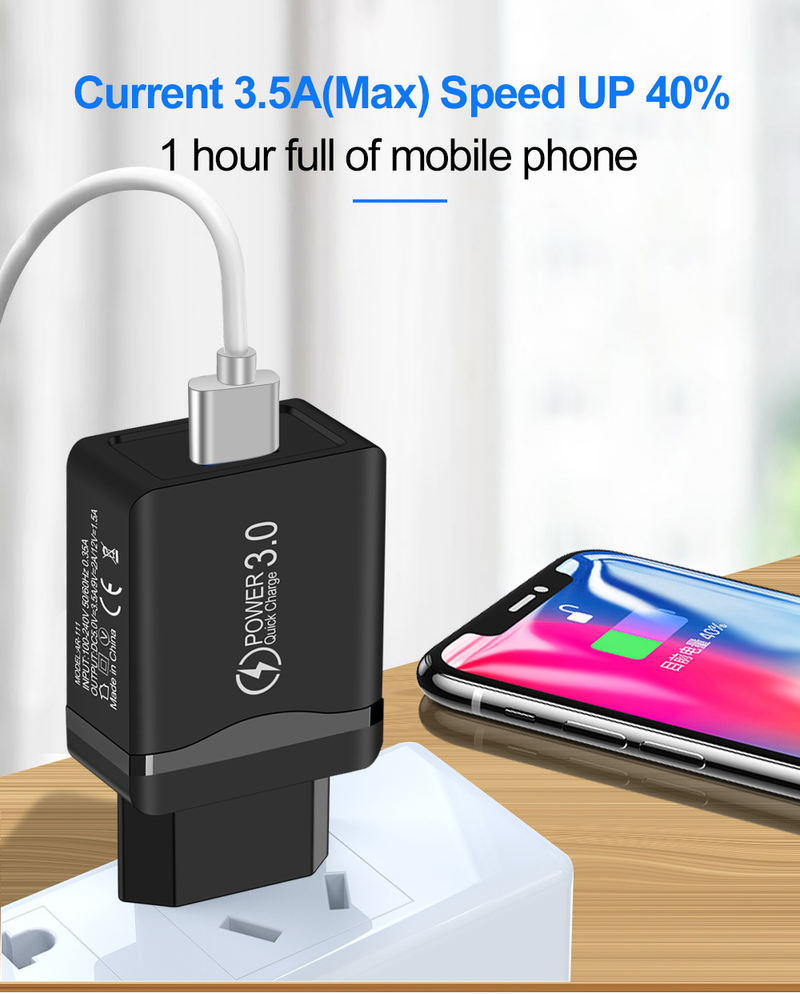 Şarj cihazı USB QC3.0 4.0 hızlı şarj cihazı iPhone, Samsung, Xiaomi, Huawei duvar adaptörü, cep telefonu şarj cihazı için uygundur_voghion.com