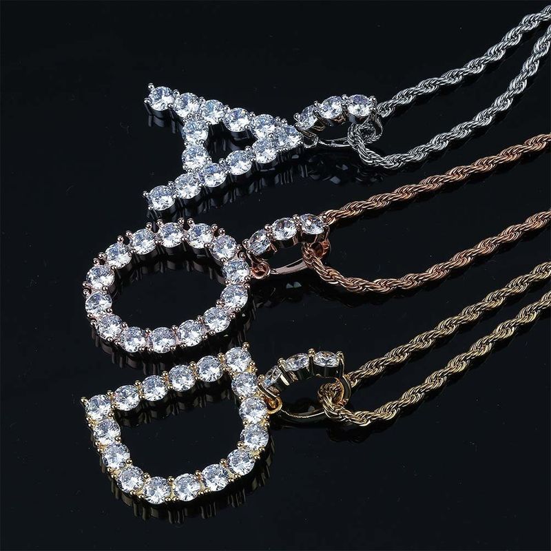 Gioielli da uomo e da donna - Collana con ciondolo a forma di lettera in stile hip hop con zirconi cubici e 26 ciondoli dell'alfabeto, catena placcata in oro e argento per un look streetwear_voghion.com