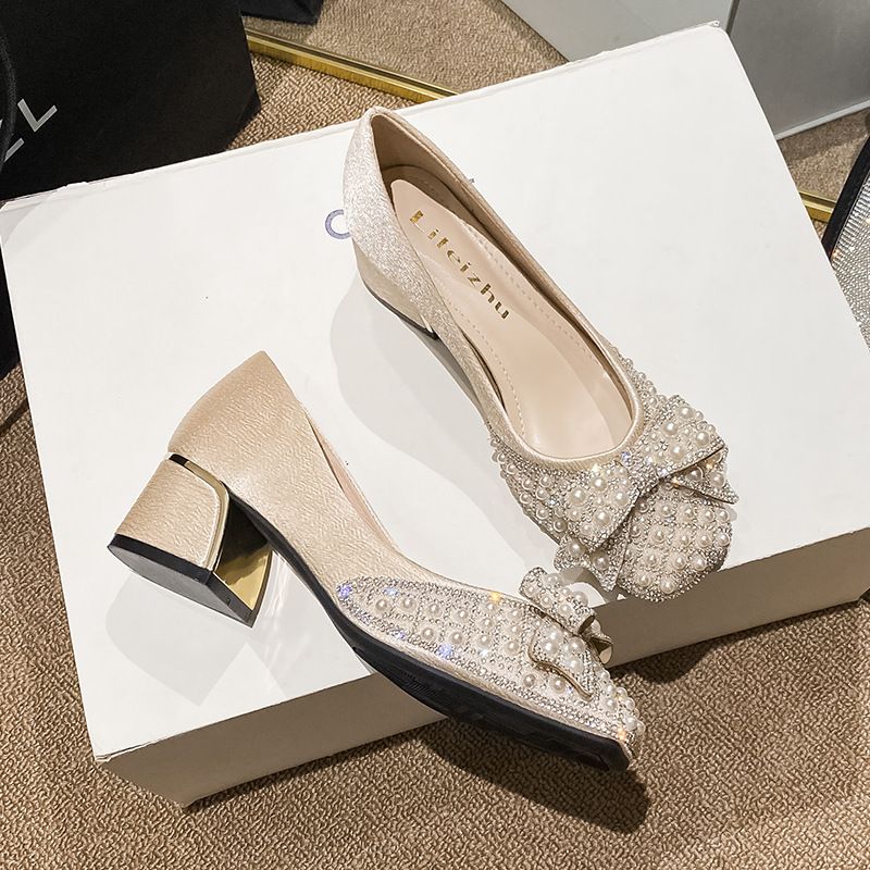 Nuove scarpe con tacco autunnali 2025, scarpe singole con testa quadrata Water Diamond per donna, piedi larghi e grassi, taglie grandi, sottili e poco profonde_voghion.com