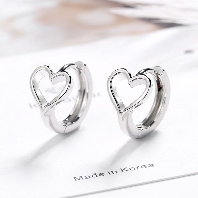 Orecchini a cerchio piccoli a forma di cuore, eleganti e dolci, per donne, stile coreano_voghion.com