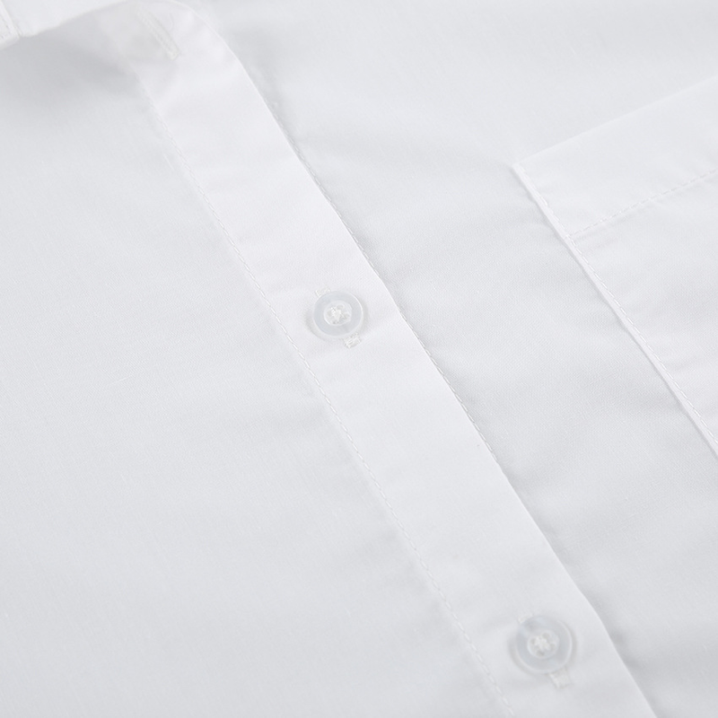 Einfaches, weißes Oversize-Hemd für Damen, lässig, modisch, Frühling und Sommer, lässig, vielseitig, mittellanger Stil für Damen_voghion.com