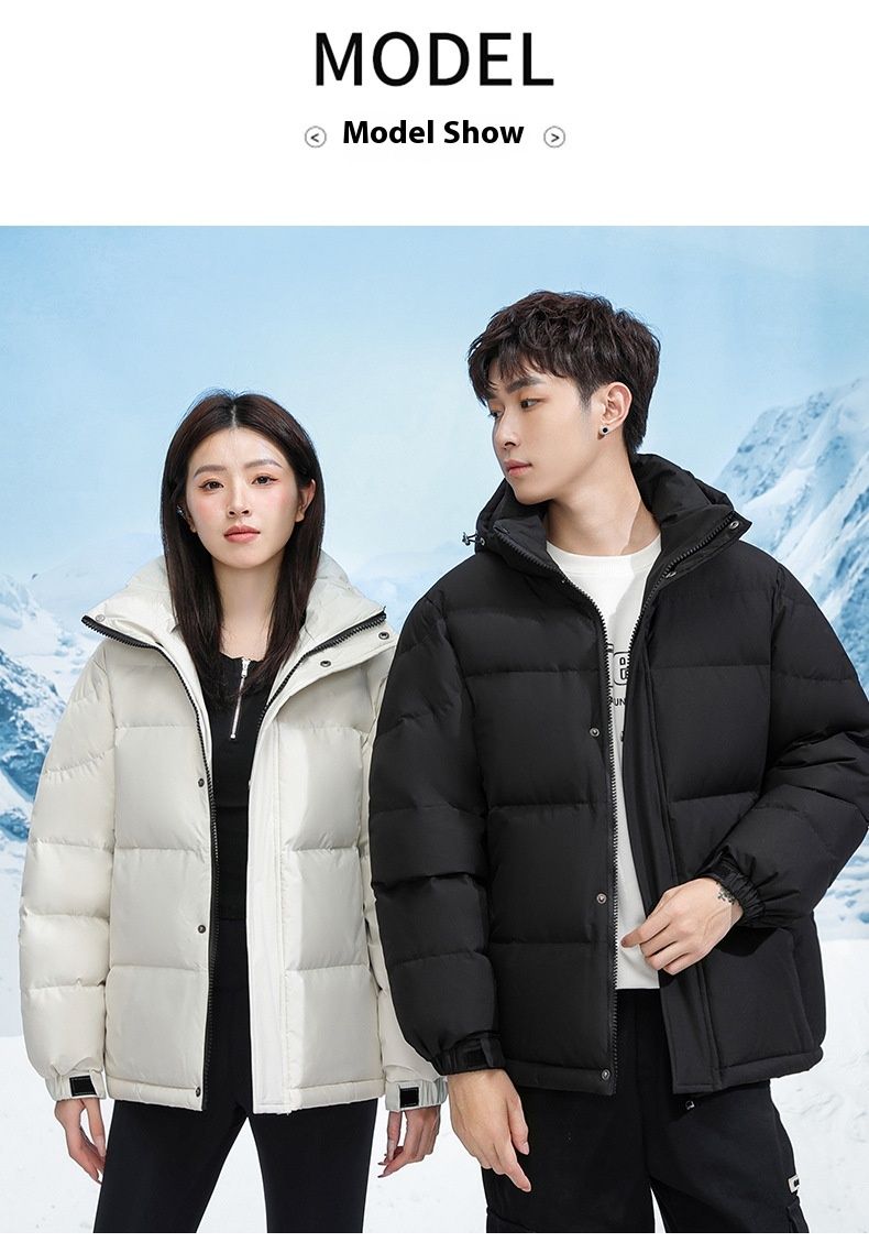 Mid Drama Short Hooded Bread 2023 Winter Outfit New Loose White Duck Down Versatile Couple Trendy Jacket_voghion.com
