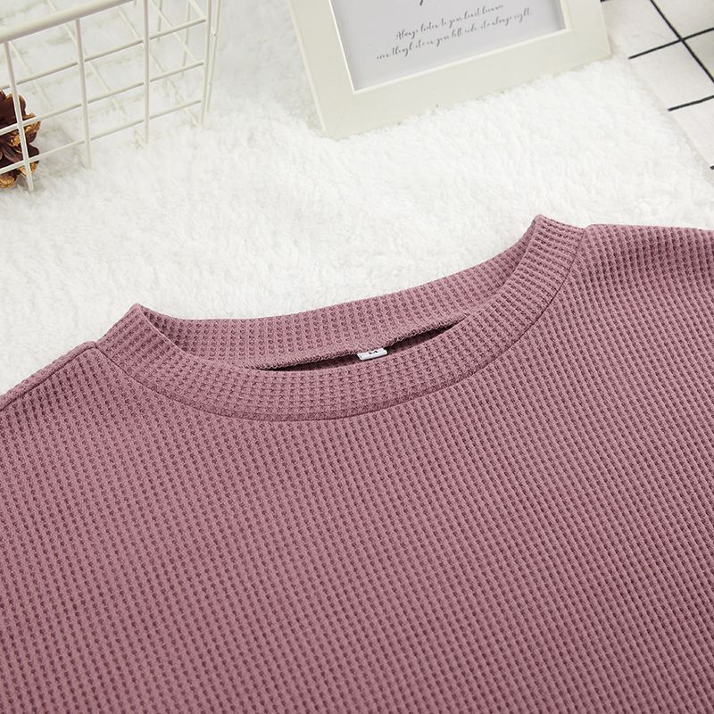 2024 Autumn Fashion Knitted Short Sleeve Pajamas Two-Piece Set Casual Cool Breathable Women's Homewear_voghion.com