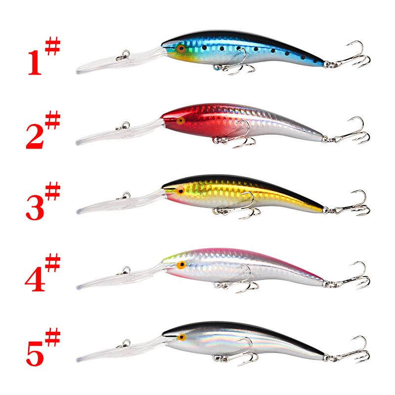 Ilga liežuvėlinė lenta plūduriuojančiai vandens masalui „Minnow“ 13,8 cm 14,5 g, sidabru sustiprintas dvigubo kablio masalas jūrinės žvejybos produktai_voghion.com