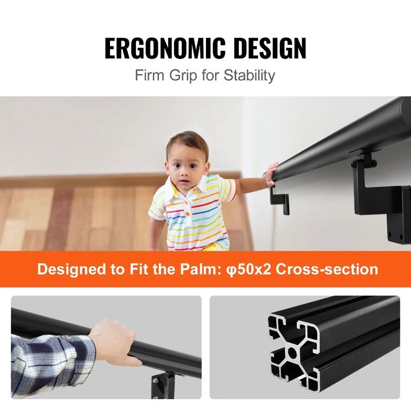 Kit Mount Stair For Hand Installation Handrail Rail Stairs Alloy Handrails Railing 44 Indoor Thickened Ft With 4 Wall Aluminum_voghion.com