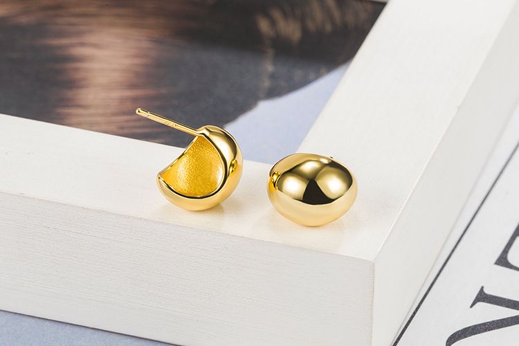 Orecchini di alta qualità in stile freddo, orecchini geometrici a forma di goccia d'acqua, orecchini a forma di fagiolo lucido, orecchini a forma di ago in argento_voghion.com