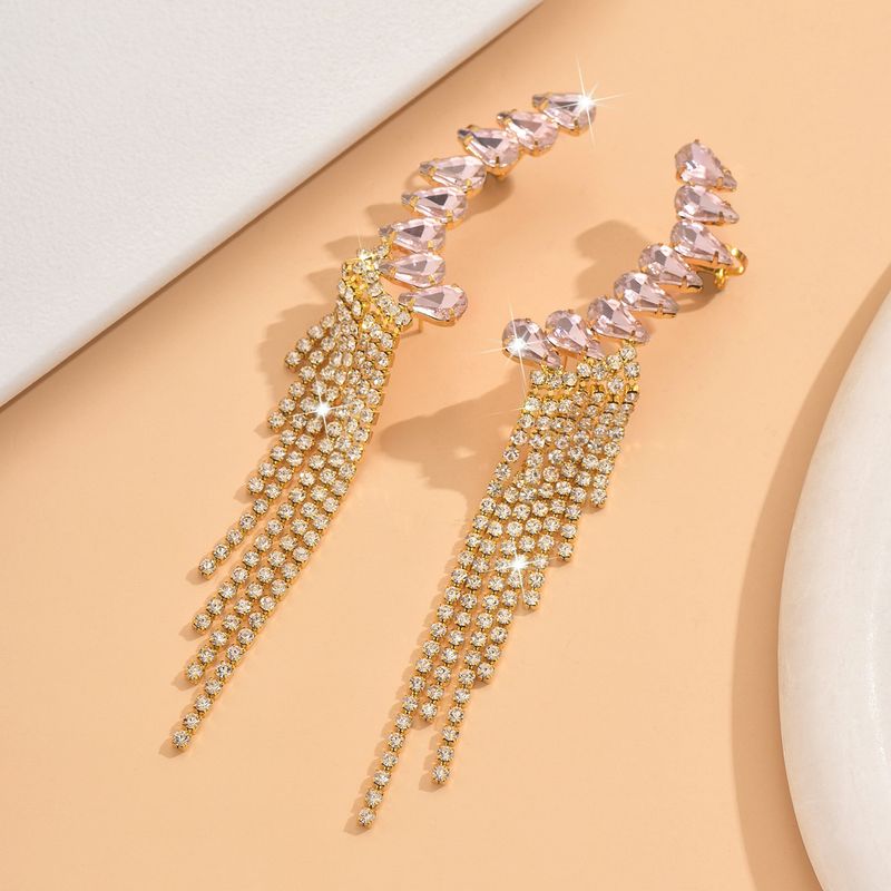 Unisex Earrings Personalized Tassel Earrings Fashionable Temperament Super Flash Diamond Claw Chain Earrings_voghion.com