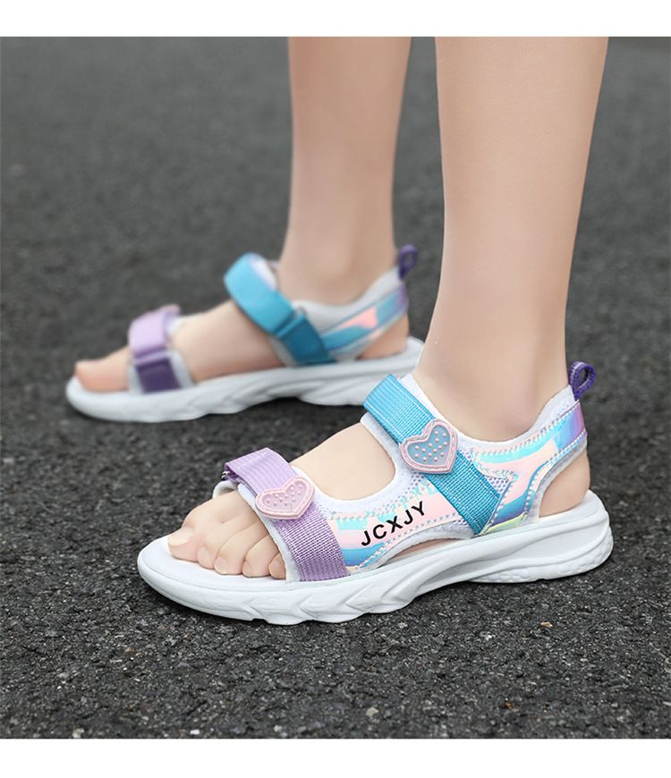 266 Scarpe estive da principessa per bambini, con punta aperta, in velcro, per bambini, per la scuola primaria e secondaria_voghion.com