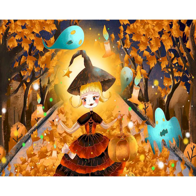 RUOPOTY 40×50cm Paint By Numbers Handmade Decorative Paintings Halloween Witch Personalized Gift Artwork_voghion.com