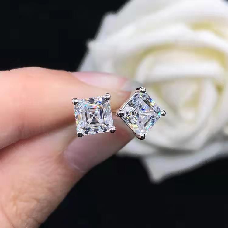 Boucles d'oreilles carrées géométriques européennes et américaines en zircon, style simple, pour femmes, pour aller au travail au quotidien, bijoux d'oreilles décontractés_voghion.com