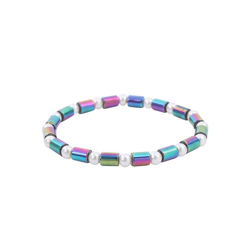 Yingqi Bracelet de cheville rond en perles de pierre biliaire noire magnétique colorée, bijoux de pied._voghion.com