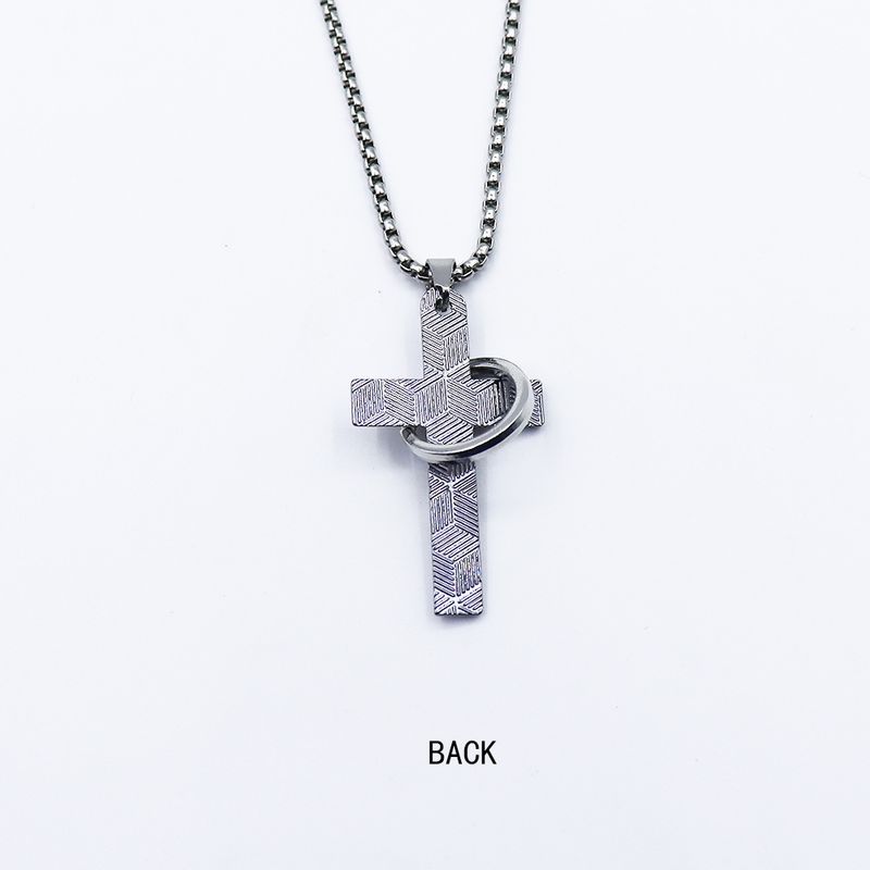 Trendy Cross Necklace For Men, Simple And Versatile Hip-Hop Disco Non-Fading Personalized Pendant Accessory_voghion.com