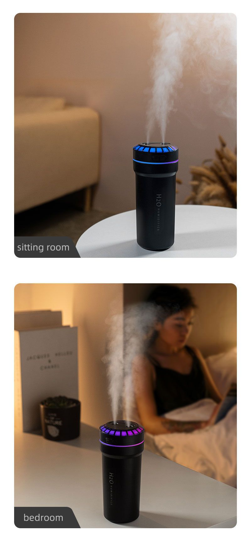 produto quente carro umidificador RGB som captador voz ritmo controlado atmosfera luz colorido aromaterapia spray atomizador_voghion.com
