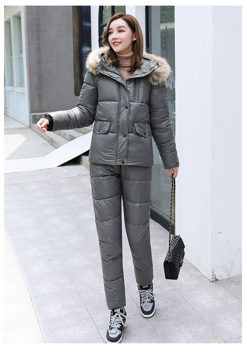 Gepolstertes Winter-Jumpsuit-Set für Damen – Verdickter warmer Baumwollmantel und -hose, elegantes Freizeitoutfit für kaltes Wetter_voghion.com