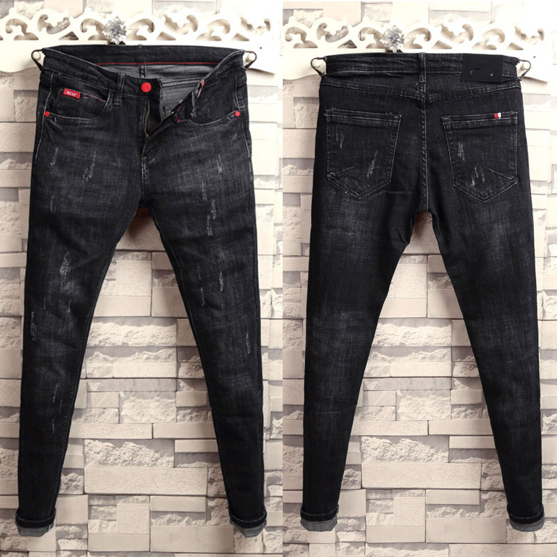 Trendige Herren-Herbst- und Winterjeans im koreanischen Stil mit schmaler Passform, Retro-Jeans mit blauen Whiskers und kleinen Füßen für Männer mit sozialem Geist und schnellen Händen_voghion.com