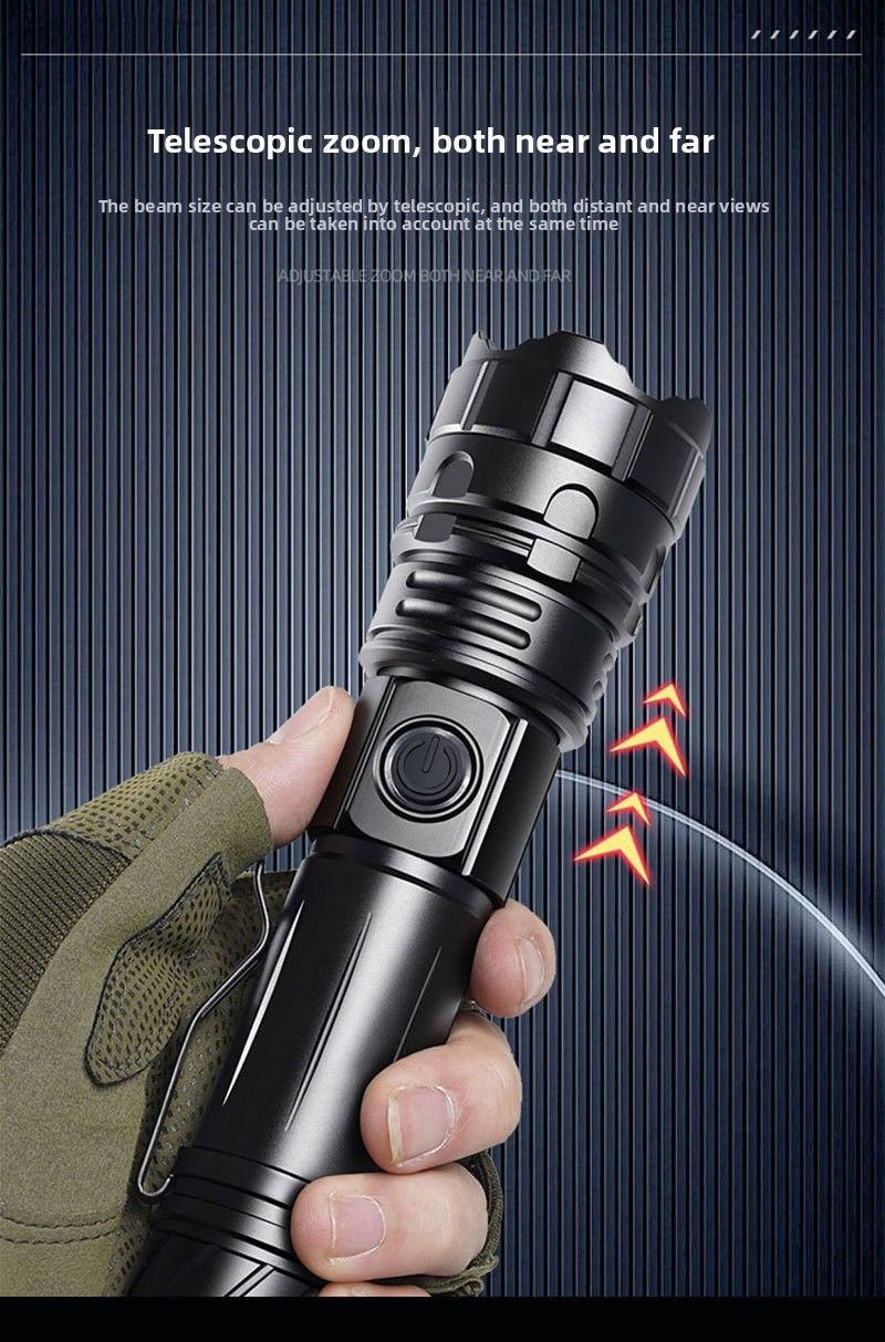Cross-Border Tactical LED High Brightness Outdoor Small Convenient With Pen Clip Emergency Lighting Zoom Long-Range_voghion.com