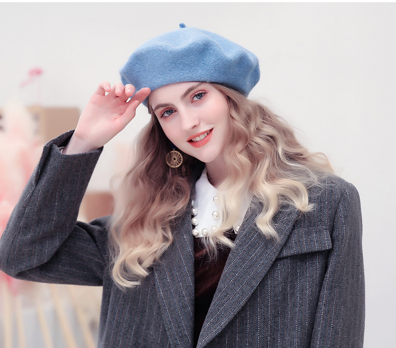 Wolle Baskenmütze Hut Frauen Winter Dicke Französisch Hut Mädchen Einfarbig Herbst Caps Hüte Für Frauen Flache Kappe Hut Filz_voghion.com