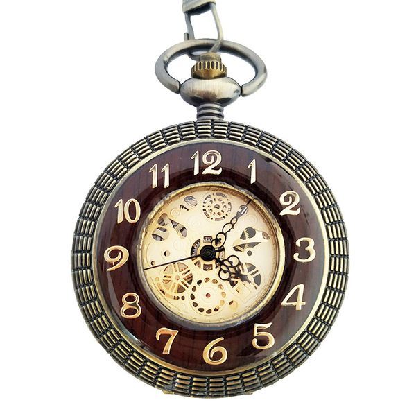 Große mechanische Taschenuhr mit Klappmechanismus, römische geschnitzte, hohle, klassische mechanische Taschenuhr_voghion.com