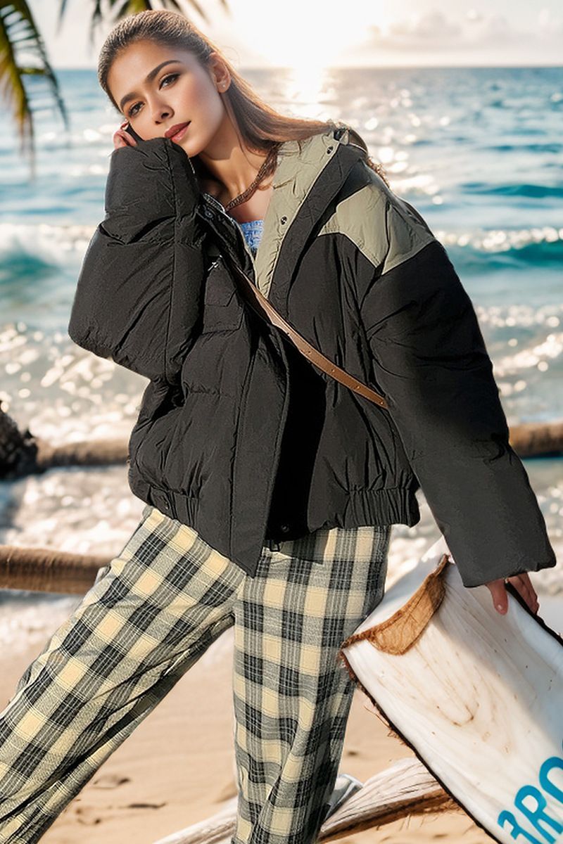 2024 nuovi vestiti invernali corti da donna con cappuccio e cappuccio, moda studentesca, giacca di cotone larga, cappotto, commercio estero_voghion.com
