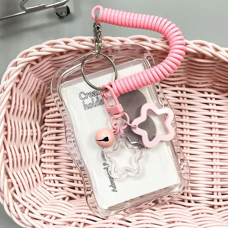 Creative Kpop Pocard Transparent Holder Keychain Sleeves Bus Student Card Case Po Protector 250414_voghion.com