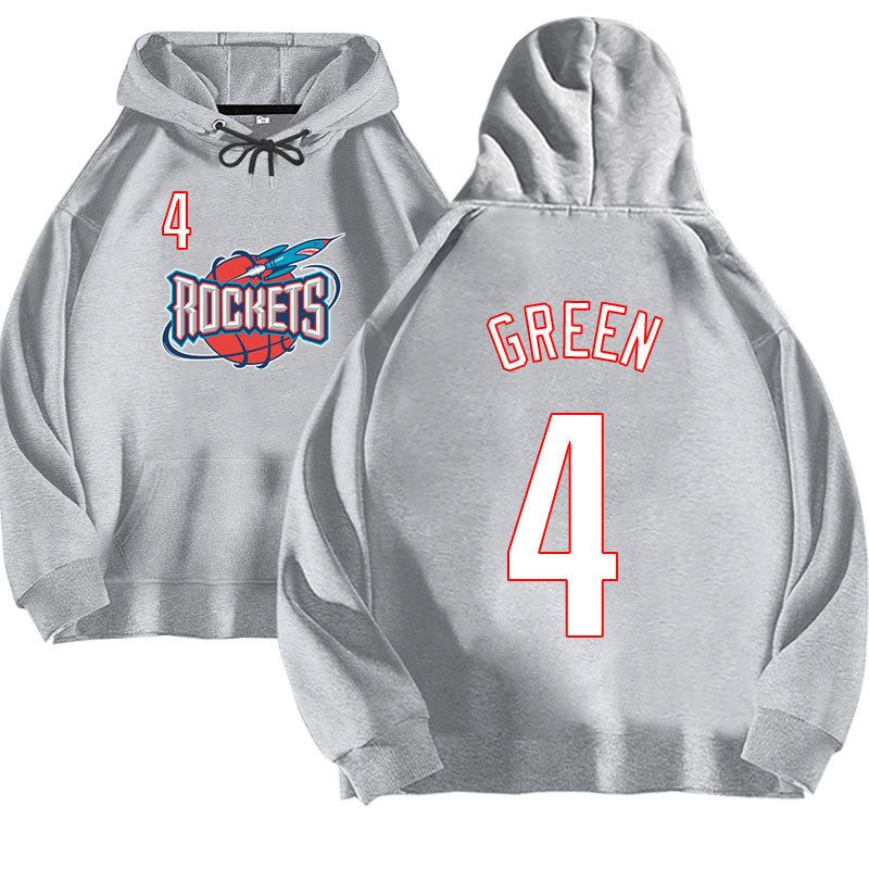 Felpa con cappuccio da basket pesante da 370 grammi, versione 95, Rocket Team n. 4 Jay Green, da uomo e da donna, autunno/inverno, ampia_voghion.com