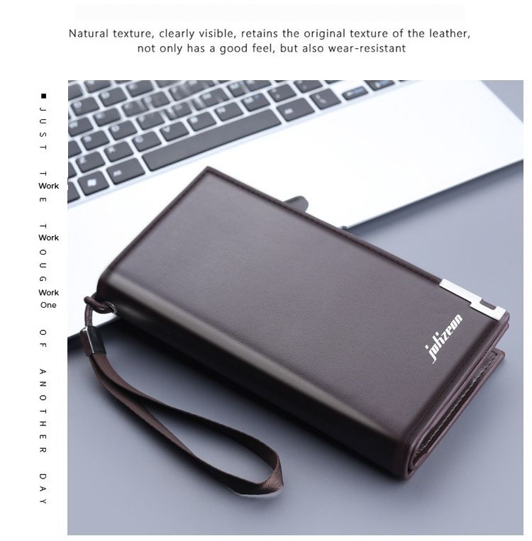 Men's Long Wallet, New Arrival Fashionable Zipper Mobile Phone Bag, Large Capacity Clutch Bag, Multifunctional Handbag._voghion.com
