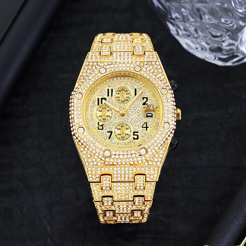 MISSFOX Gouden Horloges Heren Automatische Datum Hip Hop Volledige Iced Diamond Klokken Mode Waterdichte Quartz Horloge Man 2023_voghion.com