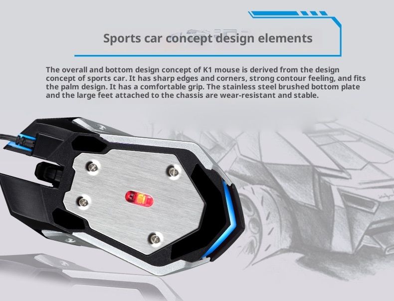 Digitex Digitex Gaming Chasing Light Leopard K1 Mouse USB ottico cablato silenzioso e luminoso per Internet Cafe, in lamiera d'acciaio, produttore_voghion.com