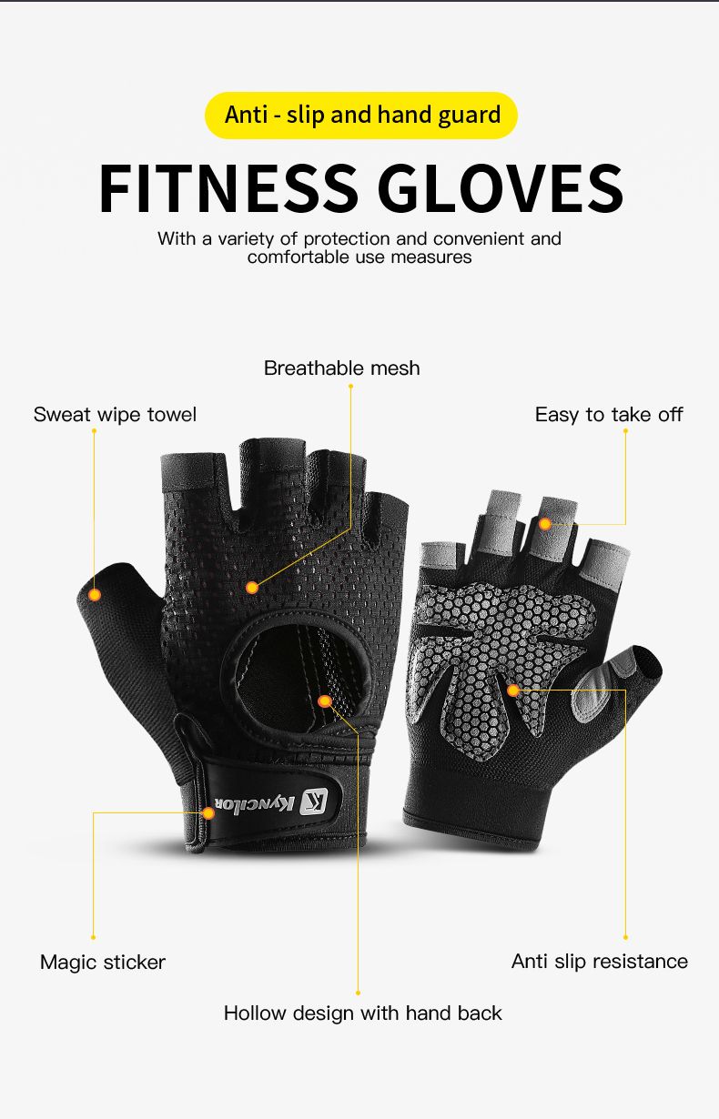 Guanti da ciclismo a mezze dita traspiranti e antiscivolo in silicone per sollevamento pesi, per uomo e donna_voghion.com