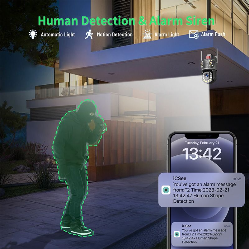 100X Zoom WiFi/4G Security Camera With 360° View, 12MP HD, Smart Night Vision, UPS Backup, TF Card Storage_voghion.com