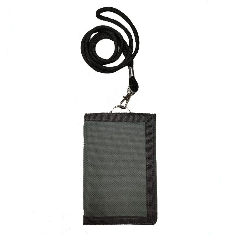 Carteira masculina de lona com cordão, zíper, bolso, clipe, chaveiro dobrável, compartimento para cartão, bolsa para dinheiro_voghion.com