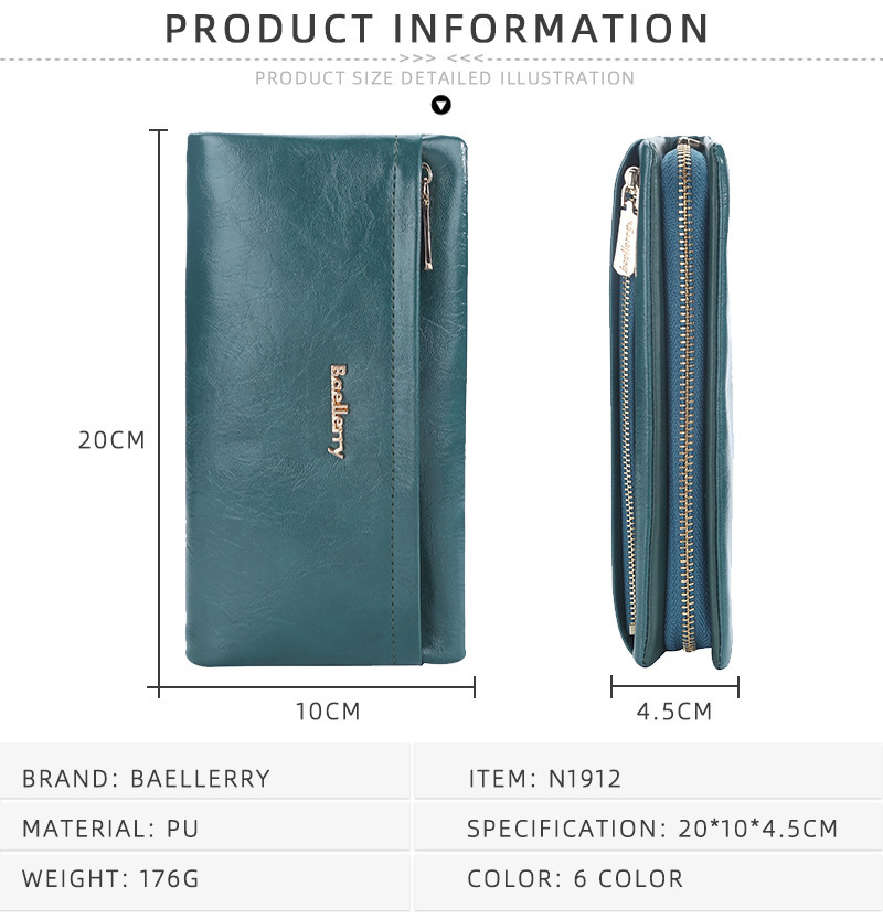 Baellerry Carteira Feminina Nova Chegada Longa Compartimento para Vários Cartões Bolsa Clutch de Alta Qualidade Moda Carteira para Celular_voghion.com