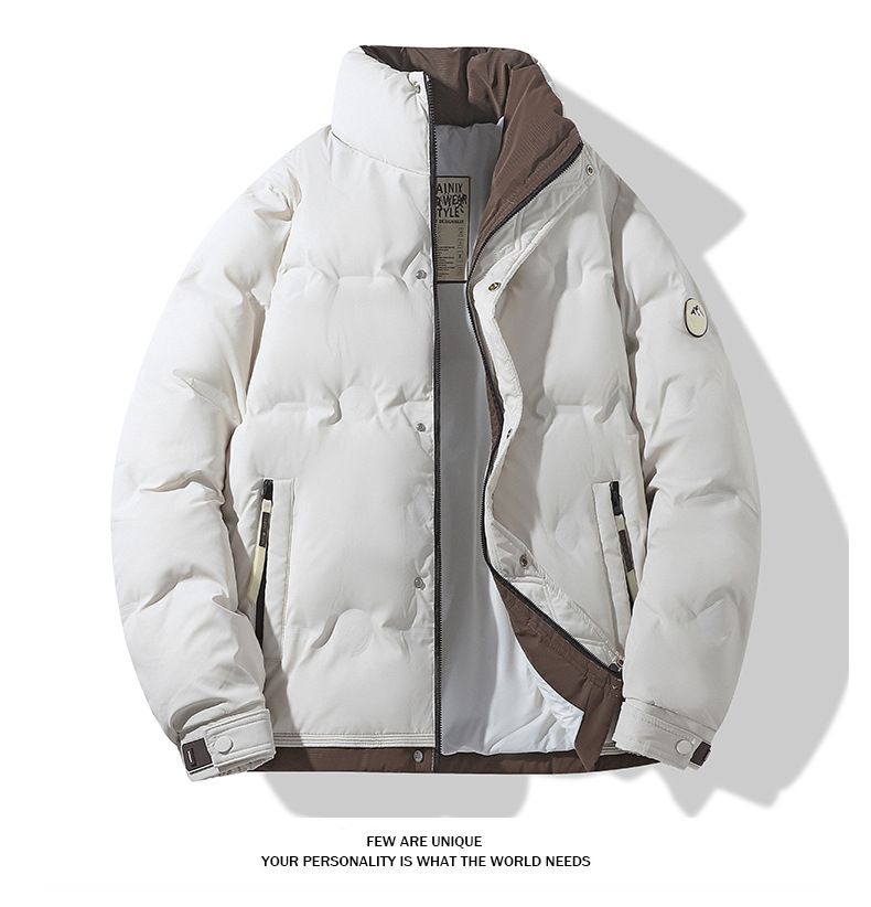 "Mode-Kurzdaunenjacke für Herren – Hochwertige weiße Gänsedaunen, Stehkragen, locker sitzender Wintermantel (Schwarz/Weiß, Größen M-4XL)"_voghion.com