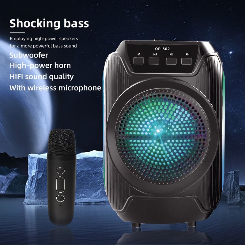 Tragbarer Bluetooth-Lautsprecher, Subwoofer, Heim-Handyhalter, tragbarer Karteneinsatz, LED-Licht, Kunststoffnetz-Lautsprecher_voghion.com