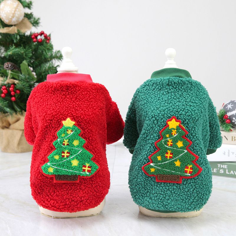 Warm Winter Dog Clothes For Small Dogs, Cozy Fleece Pet Outfit With Christmas Tree Design, Soft & Comfortable For Teddy, Chihuahua, Puppies_voghion.com