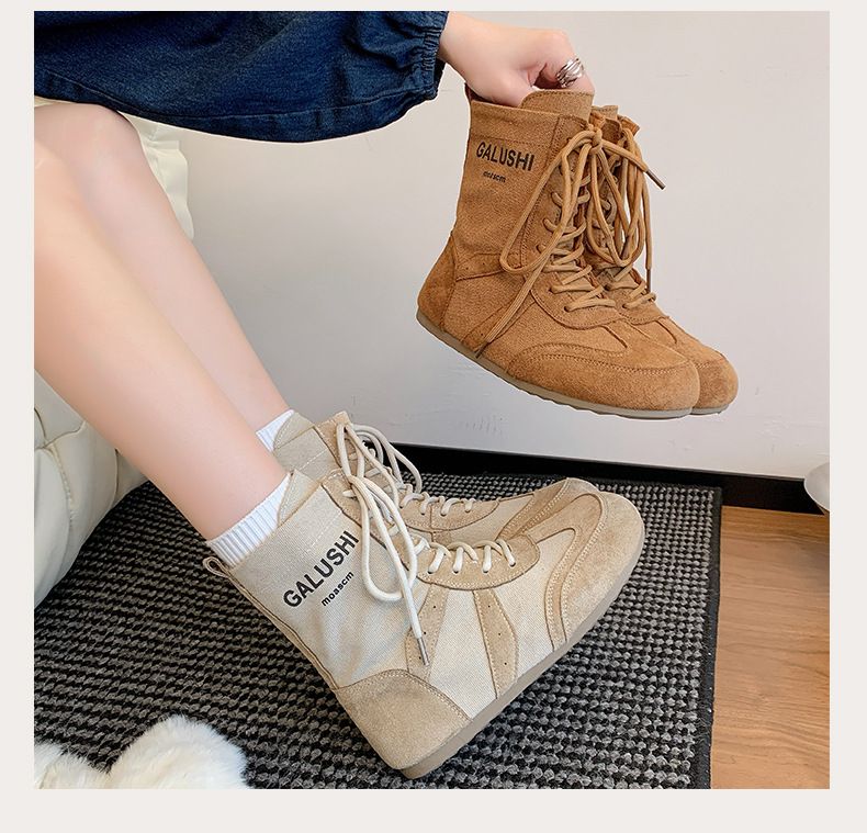Damen Boxstiefel 2025 Herbst Neue High-Top Deutsches Training Damen Atmungsaktiv Casual Sports Western Cowboy Boxschuhe Kurze Stiefel_voghion.com