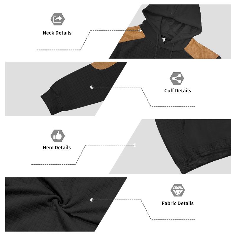 Felpa con cappuccio patchwork jacquard da uomo – Pullover oversize con spalle scese e tasca a marsupio (S-XXXL, anti-pilling, unisex adattabile)_voghion.com