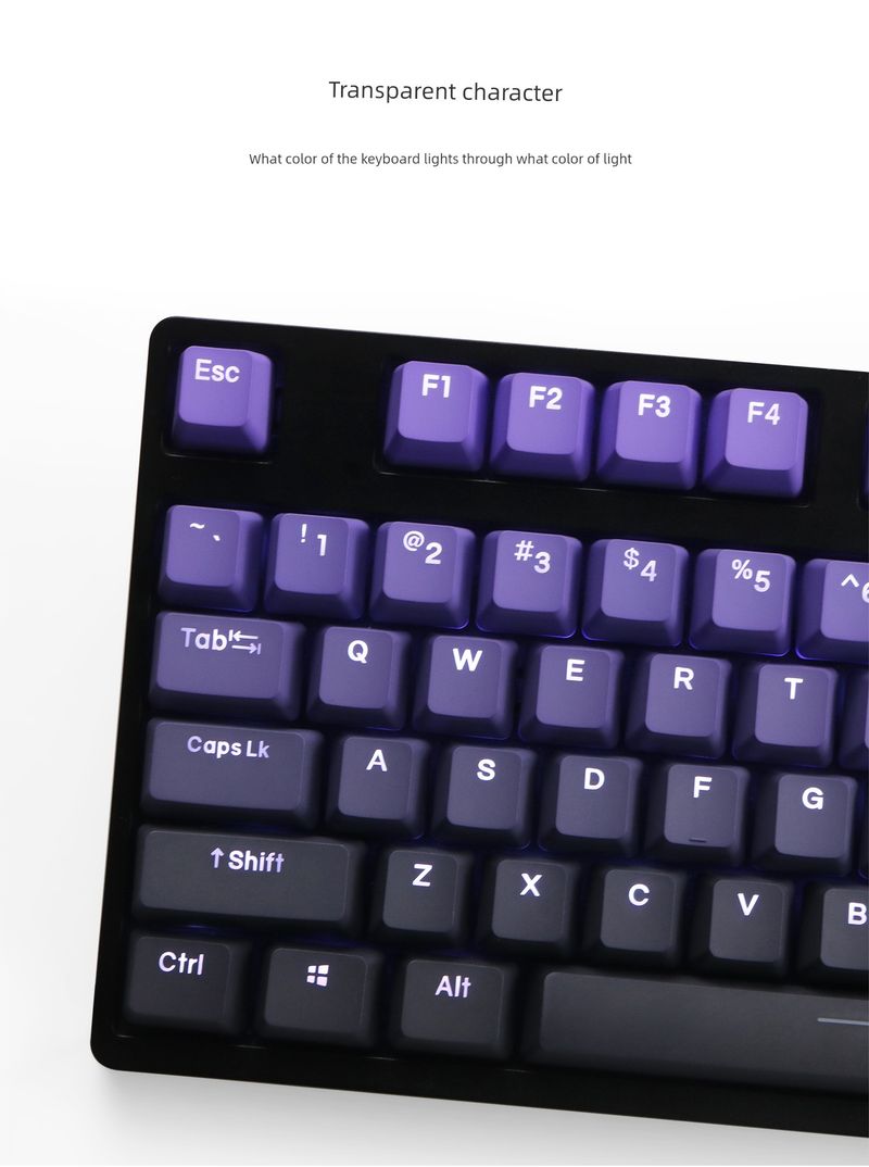 Ziqi Donglai PBT Side Engraving Transparent OEM 68 980 75 87 Customized Nical Keyboard Keycaps_voghion.com