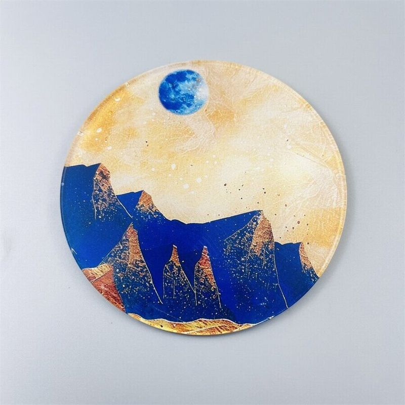 Ink Painting Acrylic Coasters - Heat-Resistant & Non-Slip Round Drink Mats (Set Of 4) - Traditional Oriental Home Decor For Tea & Coffee_voghion.com
