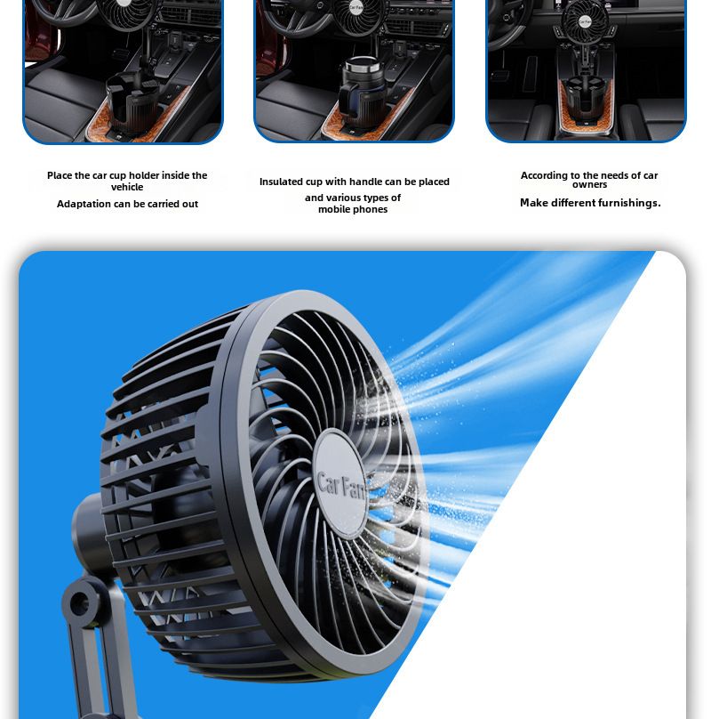 Autozubehör, neuer Auto-Wasserbecherhalter, Ventilator, großer Vakuumbecherhalter, großer LKW-Van-Autoventilator_voghion.com